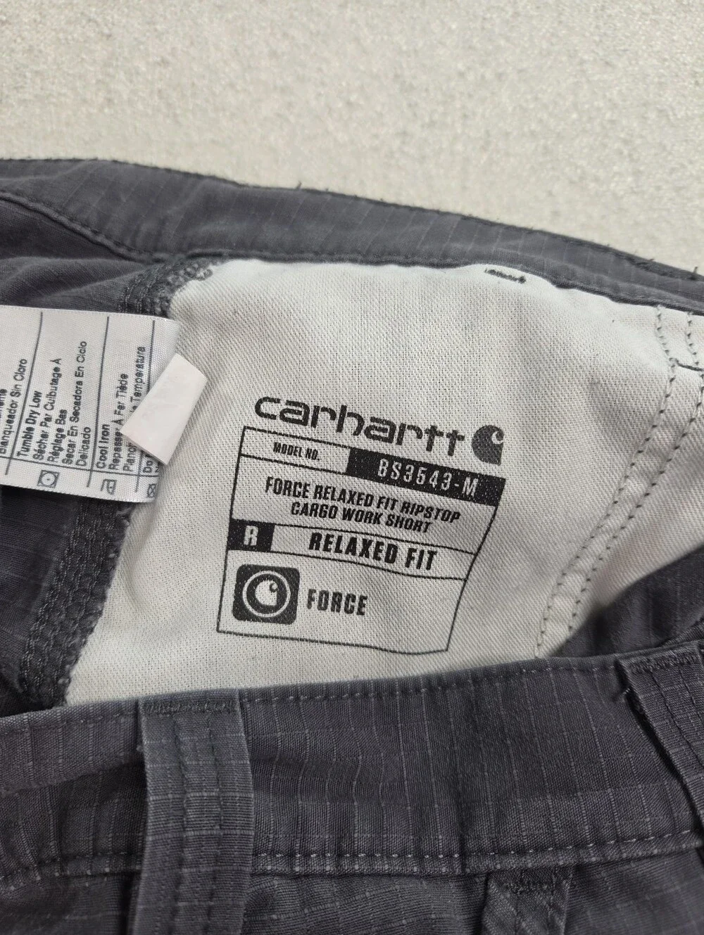 Carhartt Force Ripstop Cargo Shorts Gray Size 38